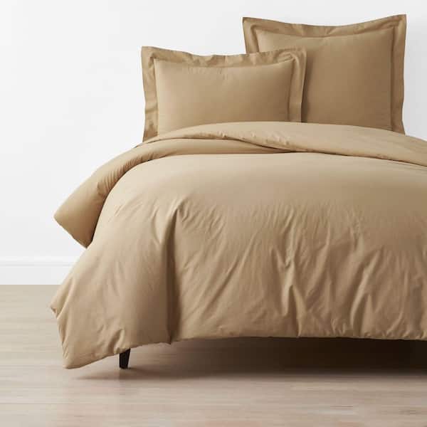 Company Cotton Garment Wash Wheat Queen Cotton Percale Duvet Cover