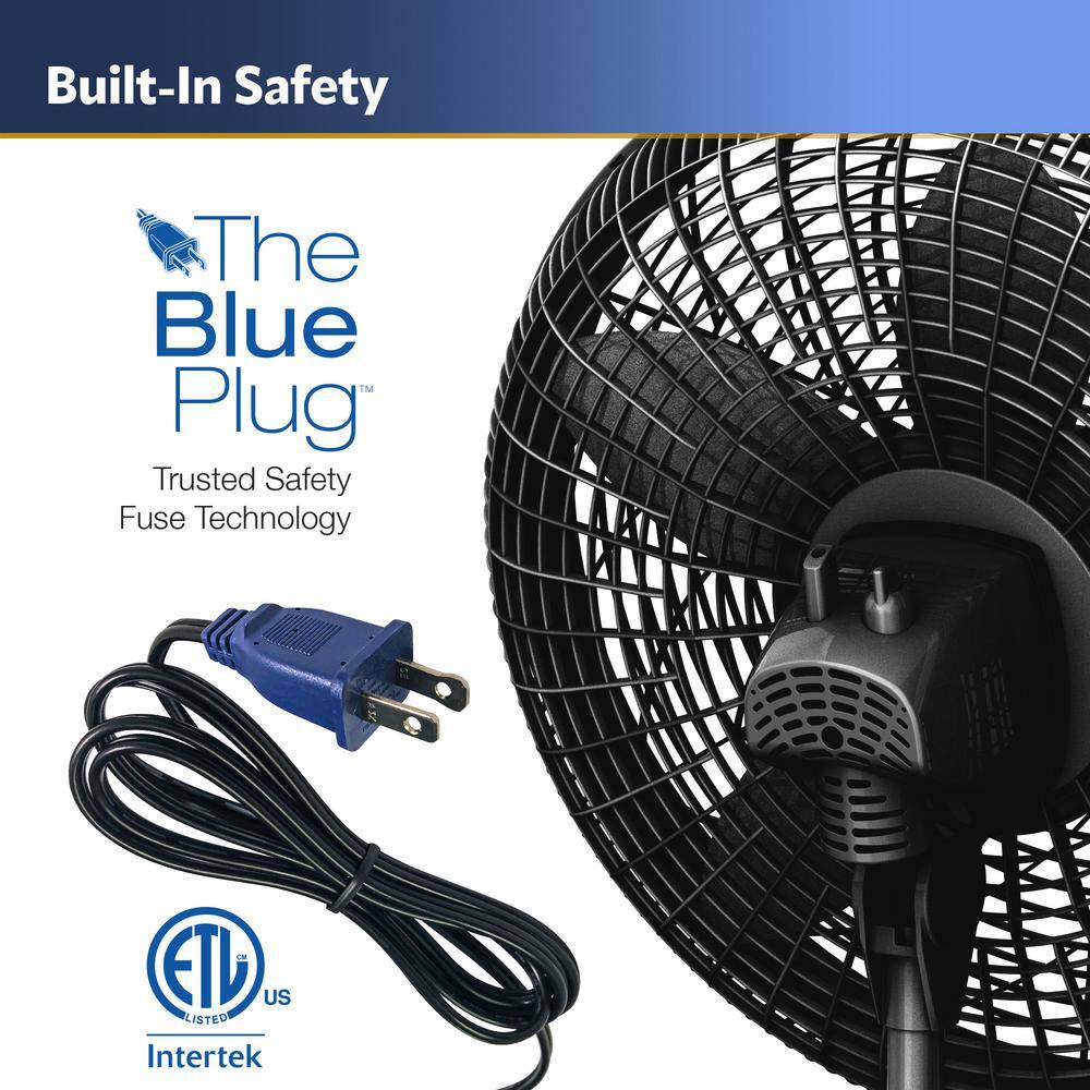 Black 54" Adjustable Height Oscillating Pedestal Fan with Remote