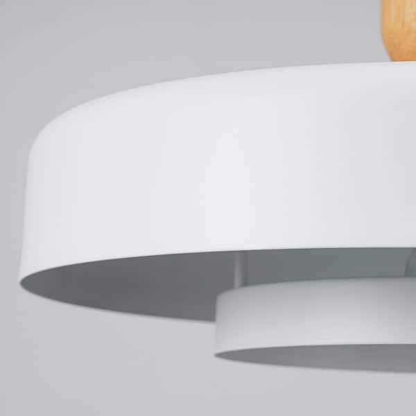 TinHon Modern Scandinavian White 1-Light Pendant Light with Wood