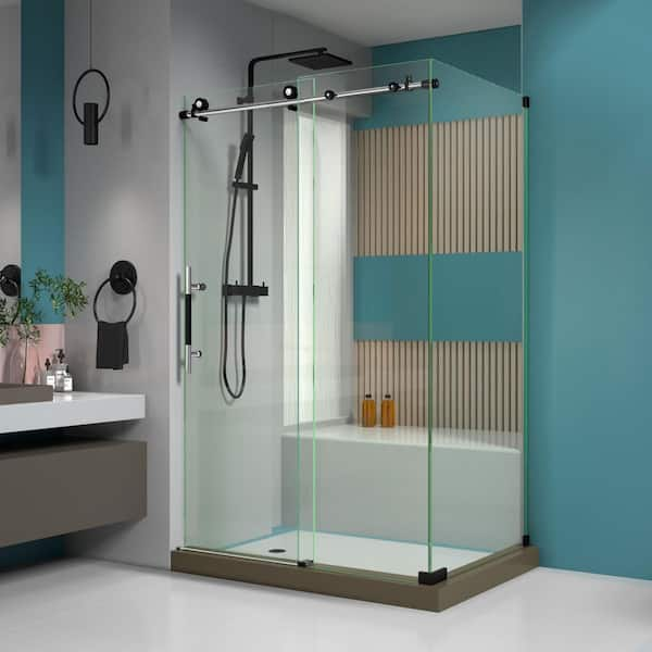 DreamLine Enigma-XT 44-3/8 to 48 3/8 in. x 76 in. Sliding Frameless Corner Shower Enclosure in Tuxedo