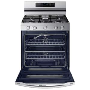 6 cu. ft. 30 in. Freestanding Smart Double Oven Gas Range with Air Fry Fingerprint Resistant in. Stainless Steel