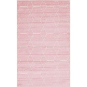 Trellis Frieze Light Pink/Ivory 5 ft. x 8 ft. Geometric Area Rug