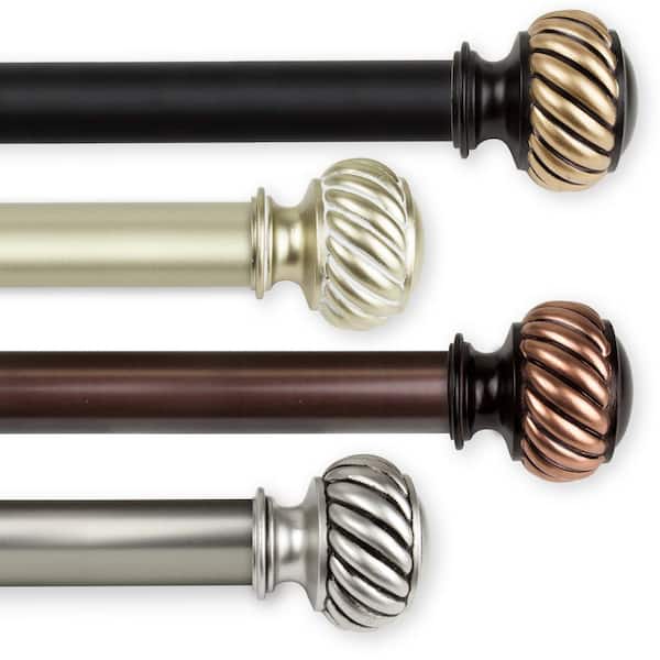 Rod Desyne Baldir 1 in. Dia 120 in. - 170 in. Single Curtain Rod in Light Gold