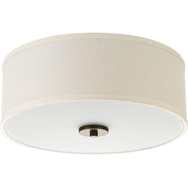 Inspire Collection 13 in. 2-Light Antique Bronze Kitchen Transitional Ceiling Light Drum Flush Mount