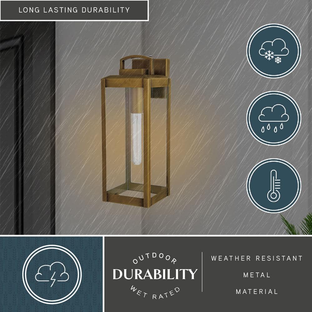 Kinzie Vintage Brass Gold Dimmable Outdoor Wall Sconce