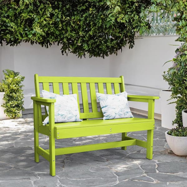 JEAREY Garden Bench All-Weather HDPE 2-Person Plastic Outdoor Bench in Apple Green