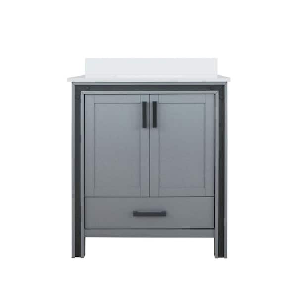 Ziva 30 in W x 22 in D Dark Grey Bath Vanity and White Quartz Top