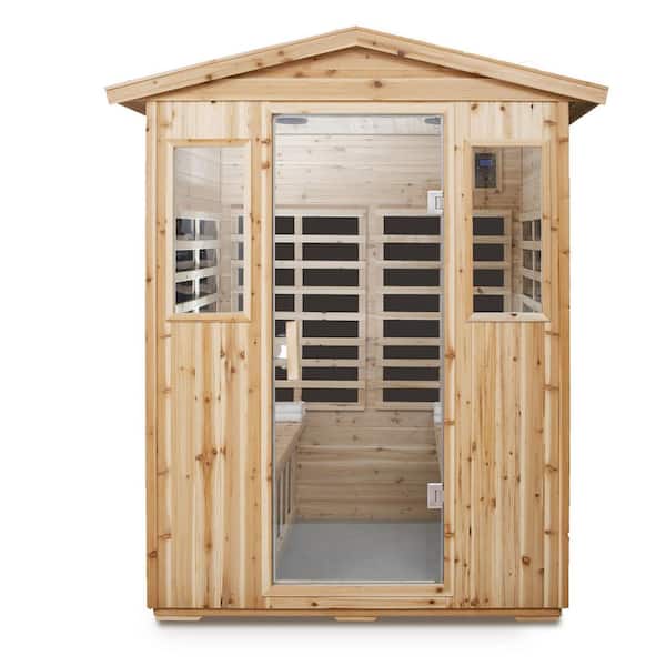Moray 4-Person Outdoor Fir Infrared Sauna with 8 Far-Infrared Carbon Crystal Heaters and Chromotherapy