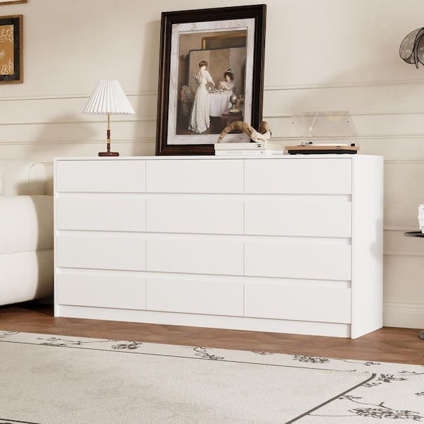 FUFU&GAGA White 32 in. Height Wooden Storage Cabinet, Chest of