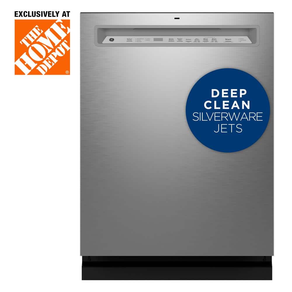 24 in. Fingerprint Resistant Stainless Steel Front Control Built-In Tall Tub Dishwasher w/ 3rd Rack, Bottle Jets, 45 dBA, Silver
