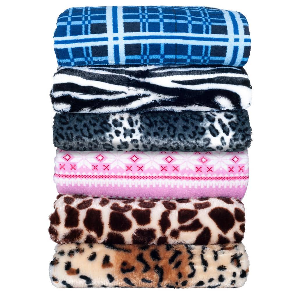 Blue Fleece Sherpa Reversible Throw Blanket