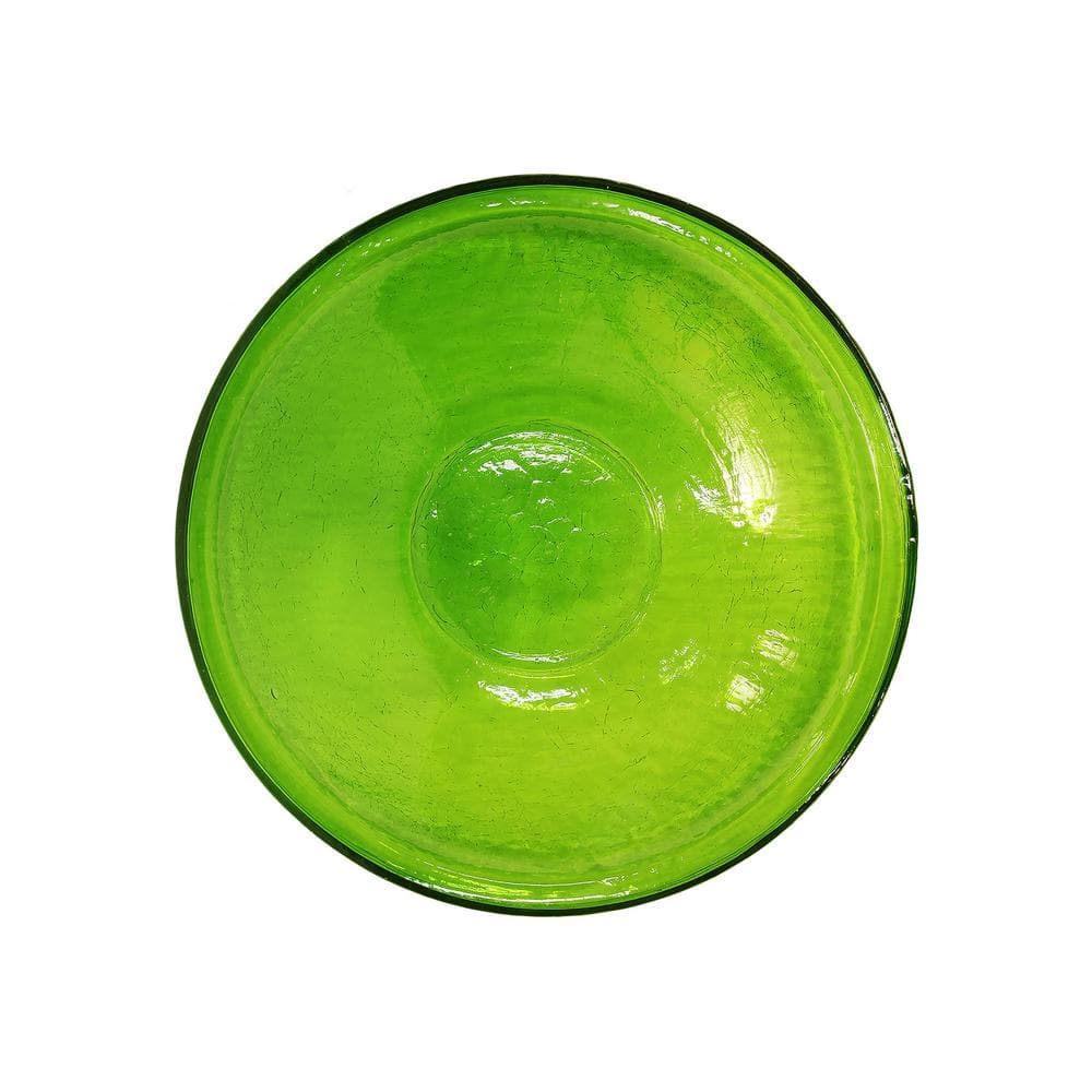 Fern Green 14-Inch Crackle Glass Hanging Birdbath Bowl