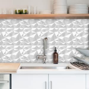 12 in. x12 in. White Vinyl Peel and Stick Wall Tile for Kitchen Backsplash, 10 Sheets Self Adhesive Tile Sticker