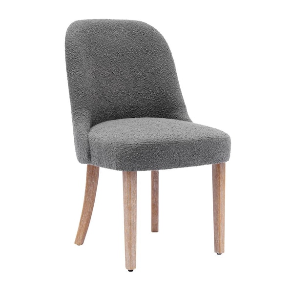 WESTINFURNITURE Plush Stain Resistant Boucle Upholstered Living Room Accent Side Chair with Natural Wood Finish Legs in Gray