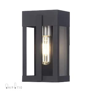 Berksford 9 in. 1-Light Black Outdoor Hardwired Wall Lantern Sconce with No Bulbs Included