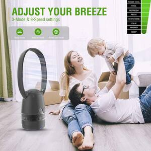 26 in. Air Purifier Tower Fan Bladeless Tower Fan with H12 HEPA Filter in Black