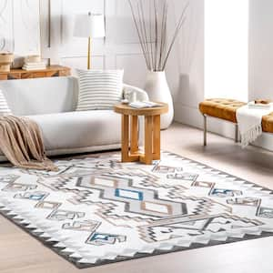 Brinley Geometric Beige 7 ft. 5 in. x 10 ft. Machine Washable Area Rug