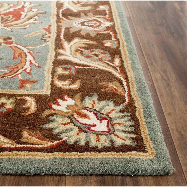 SAFAVIEH Heritage Collection X-Large Area Rug - 12' x 18', Brown & Blue,  Handmade Traditional Oriental Wool, Ideal for High Traffic Areas in Living