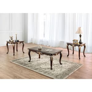 Gantry 48 in. Dark Cherry Rectangle Wood Coffee Table with Gold Accents