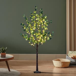5 ft. Lighted Eucalyptus Warm White Tree Artificial Christmas Tree 172 Mini LED Artificial Tree Indoor Outdoor
