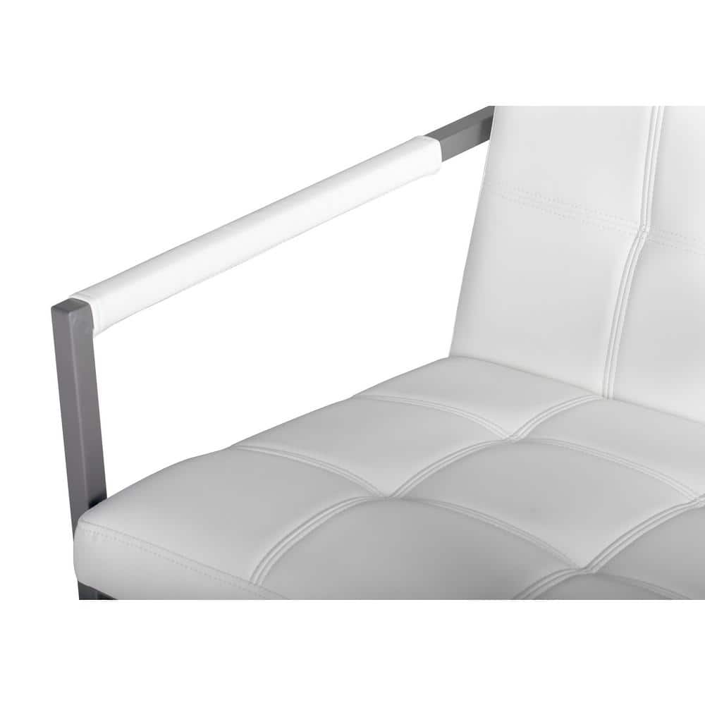 Camber White Leather Metal Mid-Century Modern Accent Chair