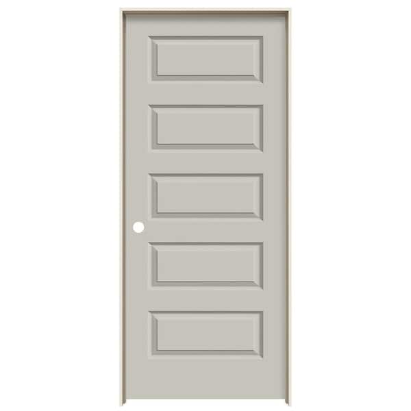 JELD-WEN 32 in. x 80 in. Rockport Vanilla Painted Right-Hand Smooth Molded Composite Single Prehung Interior Door