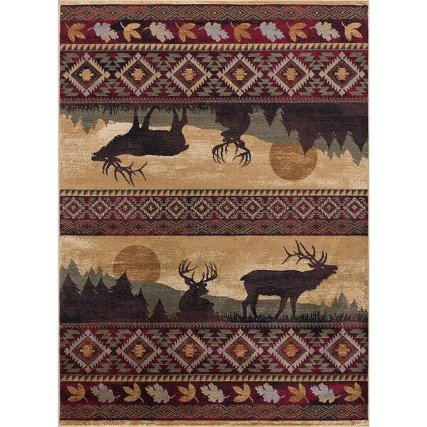 Tayse Rugs Nature Lodge Red 5 ft. x 8 ft. Indoor Area Rug