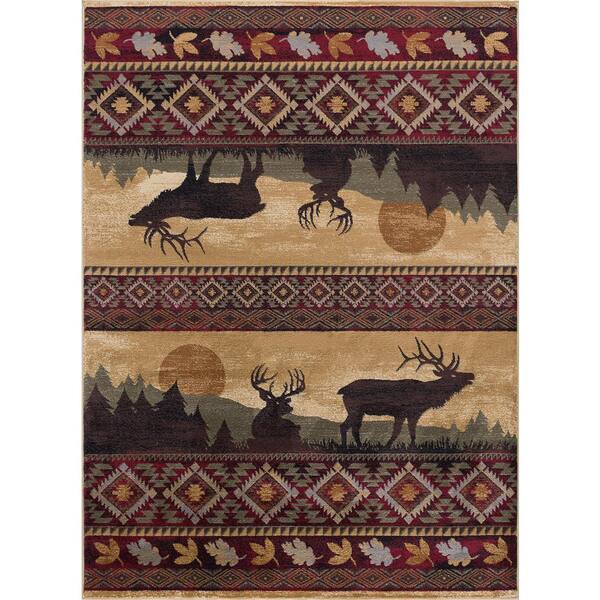 Tayse Rugs Nature Lodge Red 8 ft. x 11 ft. Indoor Area Rug