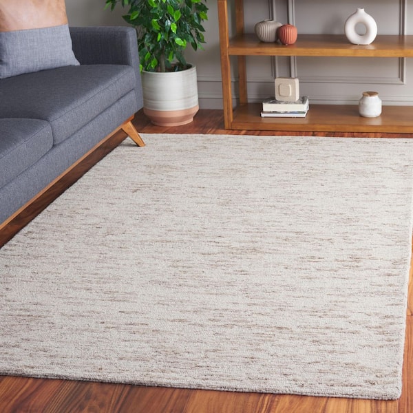 Ebony 6 ft. x 9 ft. Ivory/Light Brown Distressed Modern Area Rug