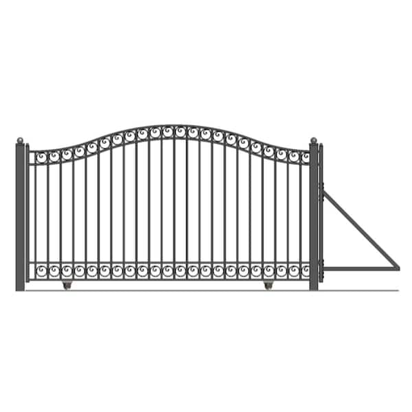 ALEKO Dublin Style 18 ft. x 6 ft. Black Steel Single Slide Driveway with Gate Opener Fence Gate