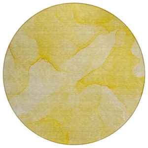 Chantille ACN509 Gold 8 ft. x 8 ft. Round Machine Washable Indoor/Outdoor Geometric Area Rug