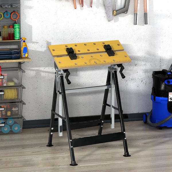 Siavonce 23.5 in. D x 22.5 in. W Wood Work Bench Steel Stand