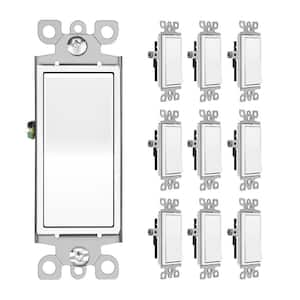 Decorator Single Pole Light Switch, Push Button Paddle Rocker Light Switch, On Off Wall Switch, White (10-Pack)