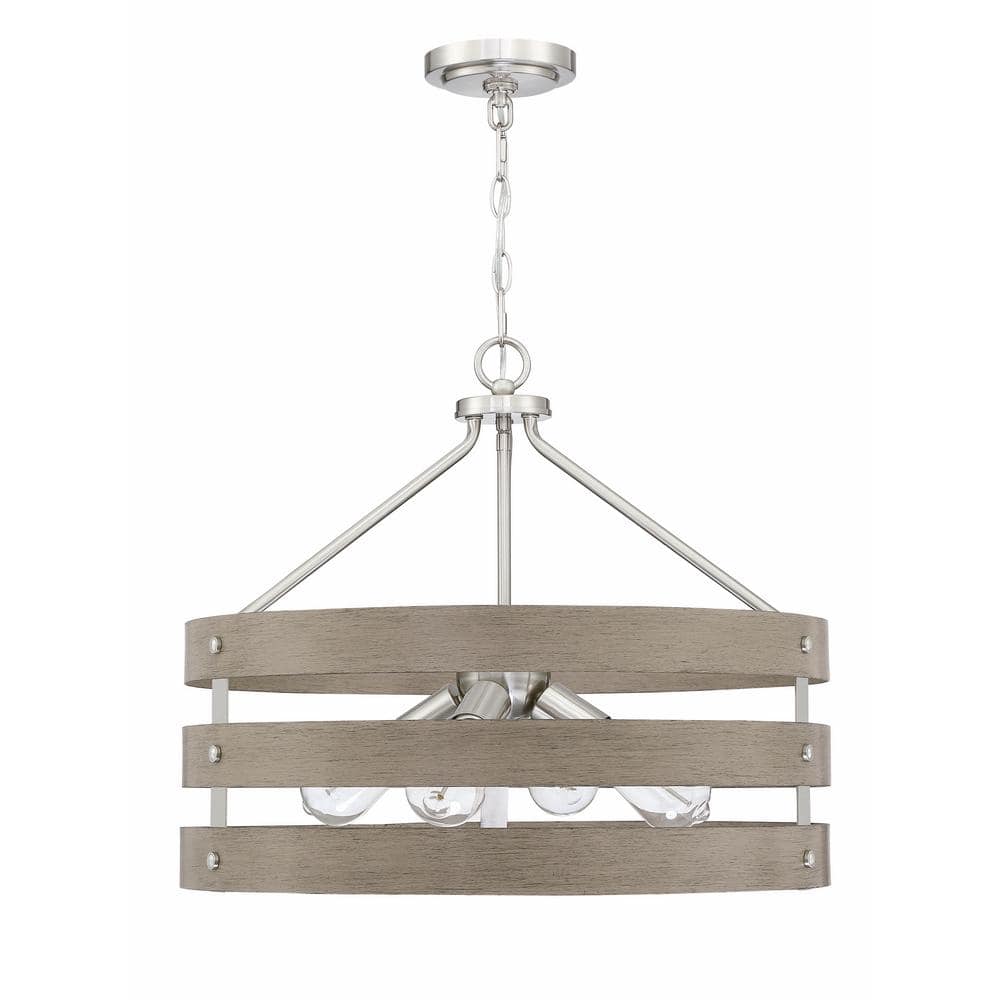 4-Light Brushed Nickel Drum Interior Lighting Without Shade