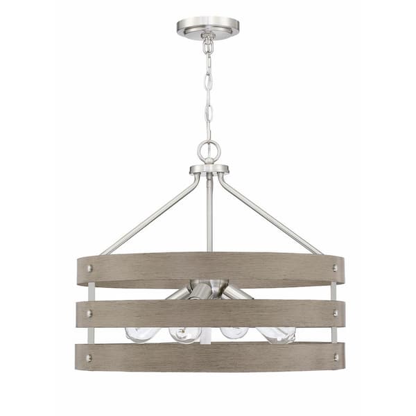 Unbranded 4-Light Brushed Nickel Drum Interior Lighting Without Shade