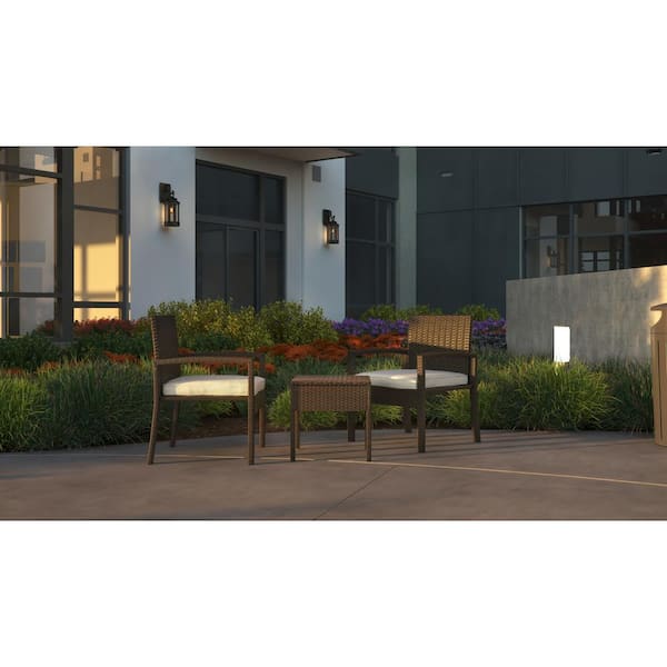 Bern 3-Piece Wicker Patio Conversation Set with Beige Cushions