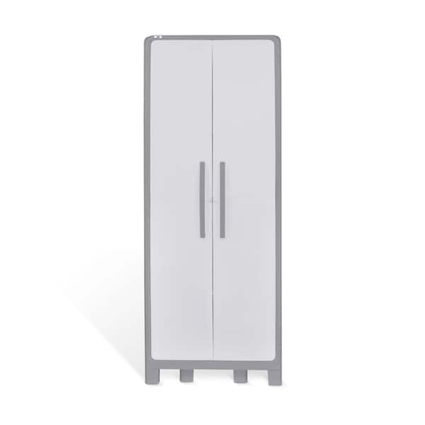 MQ Eclypse 28.4 in. W x 72 in. H x 18.11 in. D Large 3 Shelf Wardrobe Freestanding Cabinet in Gray