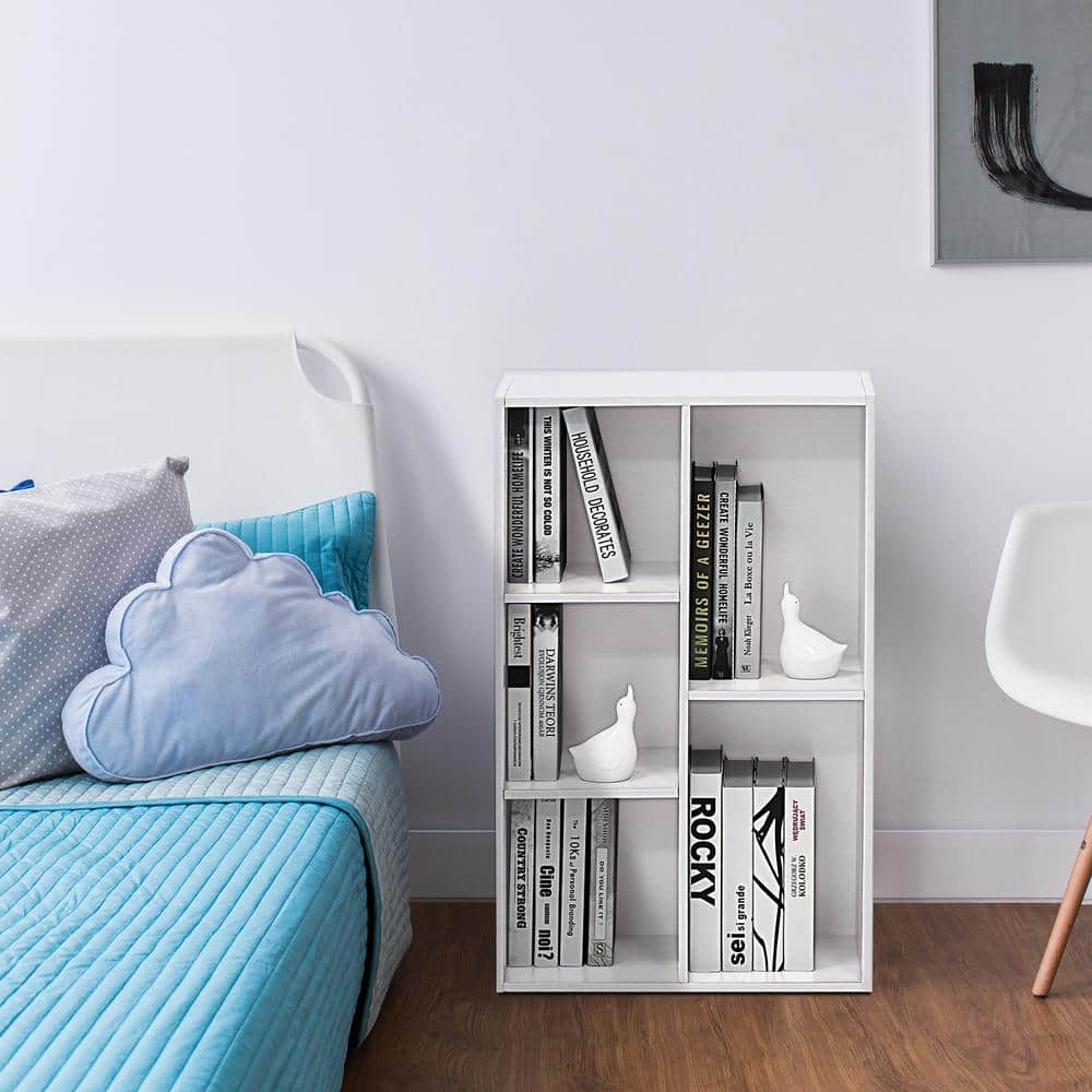 Sleek White Wood 5-Cube Organizer for Chic Storage
