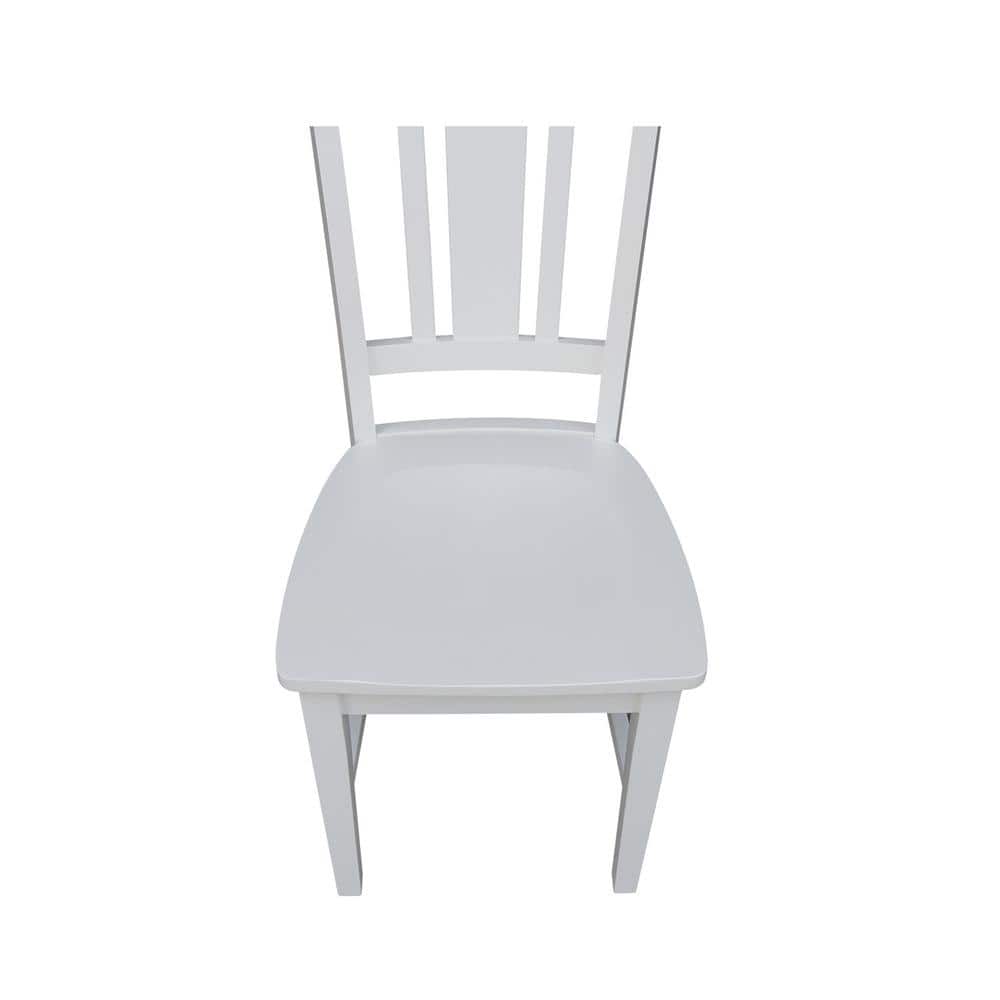 White High Back Solid Wood Slat Dining Chair Set