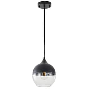 Jake 60-Watt 1-Light Matte Black Cone Mini Pendant Light with Tinted Glass Glass Shade and Incandescent