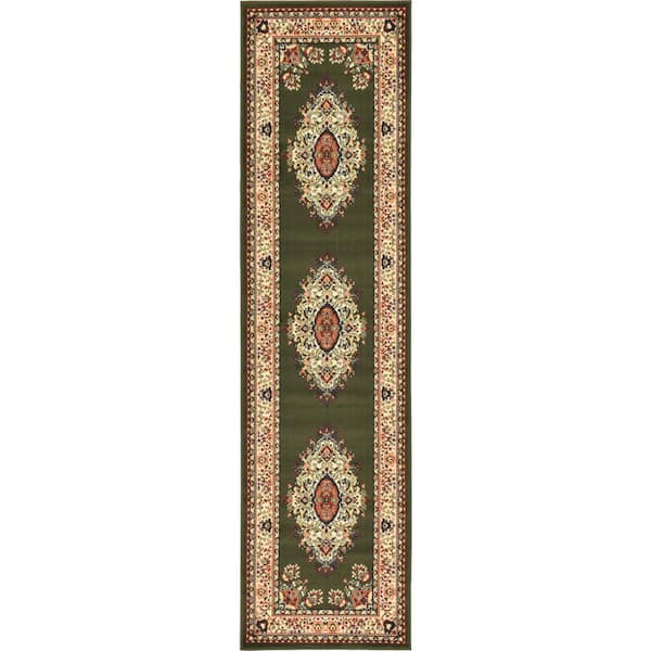 Unique Loom Reza Washington Green 2' 7 x 10' 0 Runner Rug