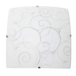 10 in. Simple and Standard Square Swirl Flush Mount, White