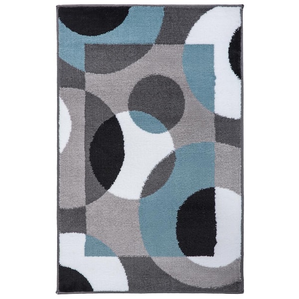 World Rug Gallery Contemporary Circles Blue Indoor 2 ft. x 3 ft. Area Rug