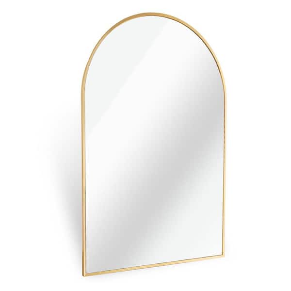 Gold 24 in W x 32 in. H Classic Arch Aluminum Framed Mirror Wall Mirror Wall Decor Mirror
