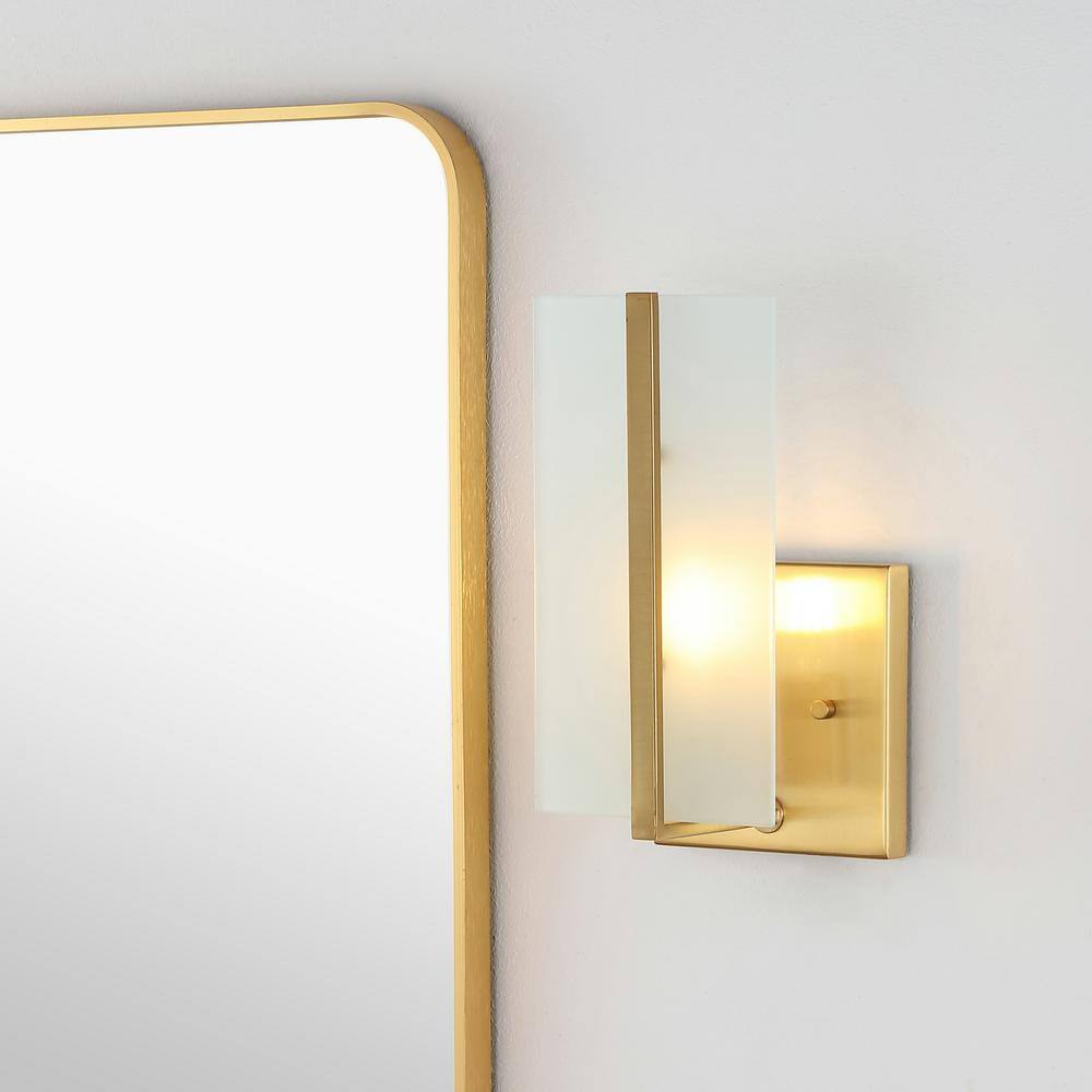 Mila 5.5" Gold Brass Dimmable LED Sconce with Frosted Glass