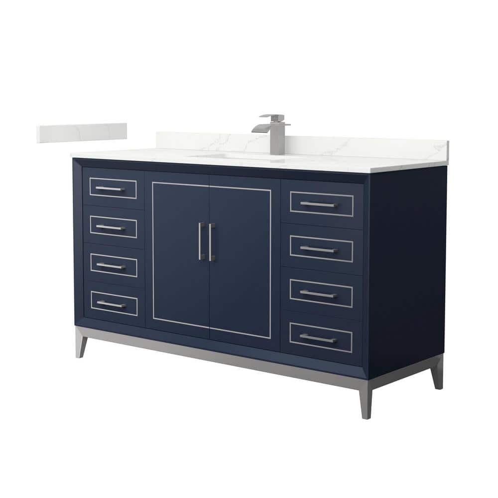 Marlena 60 in. W x 22 in. D x 35.25 in. H Single Bath Vanity in Dark Blue with Giotto Quartz Top price history on PriceWatchPro