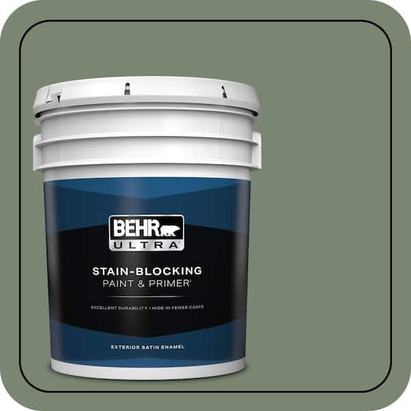 BEHR ULTRA 5 gal. #440F-5 Winter Hedge Satin Enamel Exterior Paint & Primer