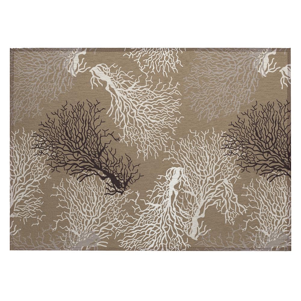 Surfside Taupe 1 ft. 8 in. x 2 ft. 6 in. Geometric Indoor/Outdoor Area Rug