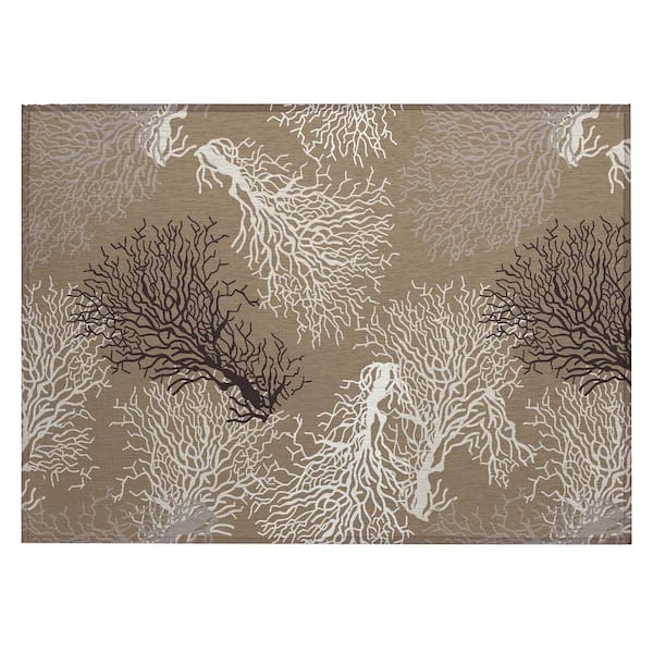 Addison Rugs Surfside Taupe 1 ft. 8 in. x 2 ft. 6 in. Geometric Indoor/Outdoor Area Rug