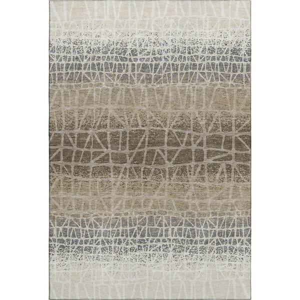 Mayfield Premium Machine Washable Abstract AMF2404 Ivory 10 ft. x 14 ft. Area Rug